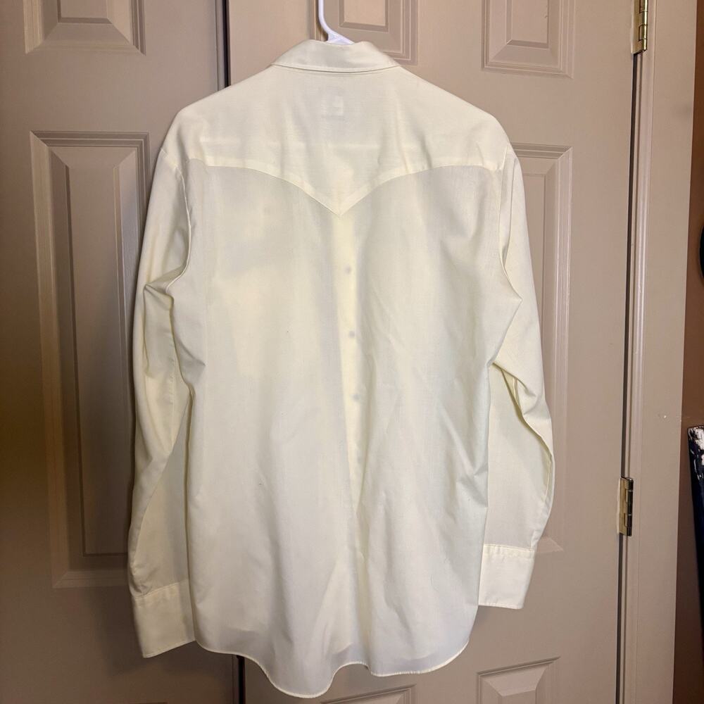 VTG Karman Men’s Yellow Pearl Snap Long Western Embroidered Shirt Sz S/M - Picture 2 of 10